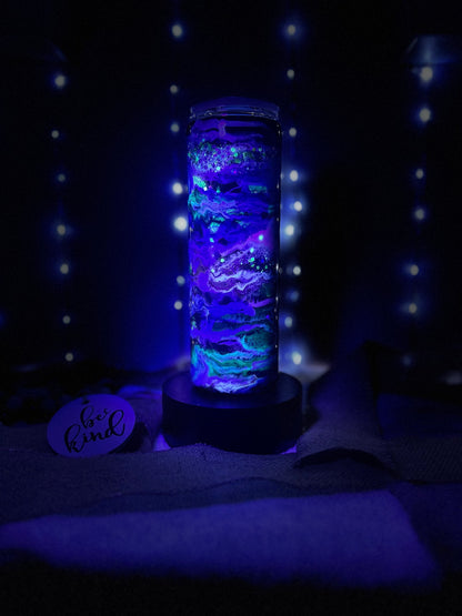 BLUE INK SWIRL GLOW IN THE DARK TUMBLER