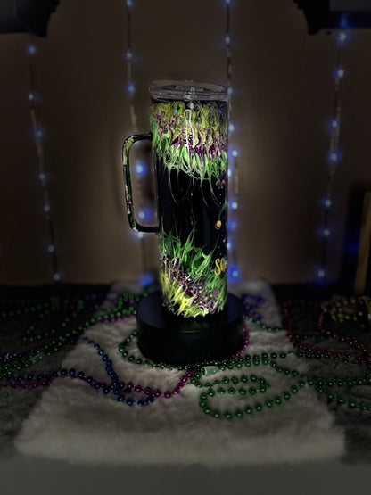 MARDI GRAS LET THE SHENANIGANS BEGIN BOUJI GLOW IN THE DARK TUMBLER