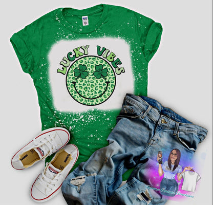 LUCKY VIBES SAINT PATRICKS DAY BLEACHED SHIRT