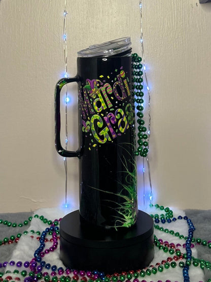MARDI GRAS GLOW IN THE DARK BOUJI TUMBLER WITH HANDLE