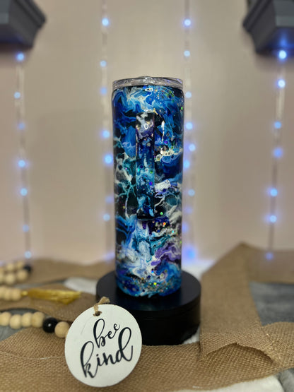 BLUE INK SWIRL GLOW IN THE DARK TUMBLER